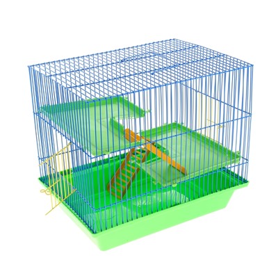 Клетка для грызунов Гризли 3 с пластиковыми полками и лесенками, 41 х 30 х 38 см, микс