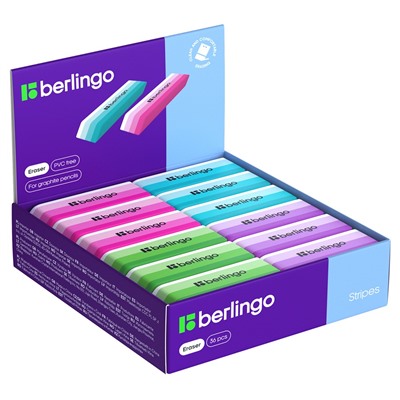 Ластик Berlingo "Stripes" (BLc_00600) скошенный, термопластичная резина, 50*19*9мм
