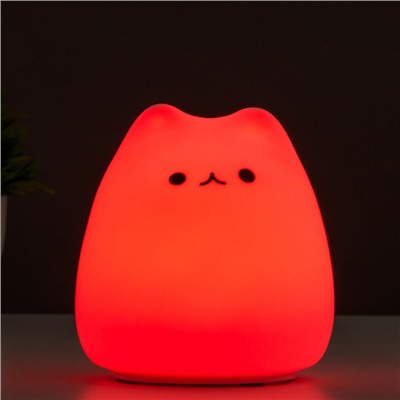 Ночник "Антистресс мякиш котенок" LED RGB от батареек 3ААА 9,5х9,5х10,5 см