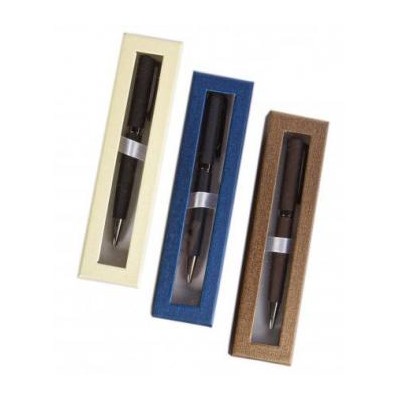 Ручка шариковая металлическая поворотная 1.0мм синяя, черный, коричневый корпус, подарочная упаковка AL6676 Alingar {Китай}