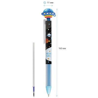 Ручка шар. автомат. MESHU "Space Aliens" (MS_61000) синяя, 0.5мм, корпус с рисунком и топпером, ассорти