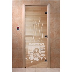 Дверь «Банька», размер коробки 200 × 80 см, правая, цвет прозрачный