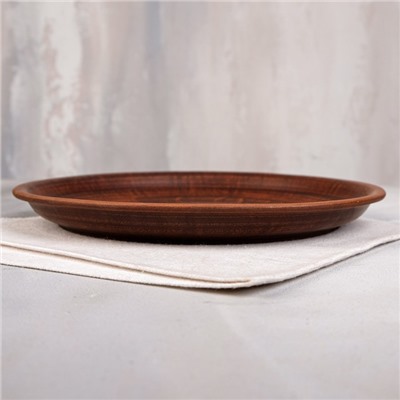 Тарелка "Глинка", плоская, с бортом, гладкая, красная глина, 25.5 см