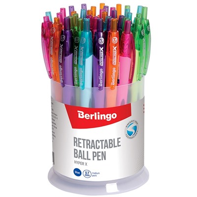 Ручка шар. автомат. Berlingo "Hyper X" (CBm_70901) синяя, 0.7мм, игольчатый стержень, цветной корпус ассорти