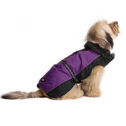 Нано куртка Dog Gone Smart Aspen parka зимняя с меховым воротником, ДС 20,3 см, фиолетовая