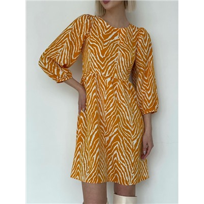 5392 Платье с принтом "жёлтый тигр"
