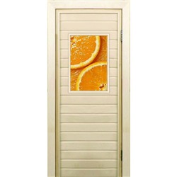 Дверь для бани со стеклом (40*60), "Апельсин", 170×70см, коробка из осины