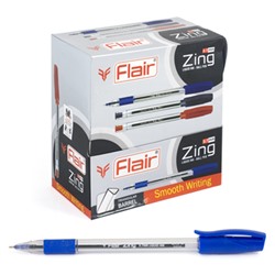 Ручка шар. FLAIR "Zing" синяя (F-1151) трехгранный корпус, грип