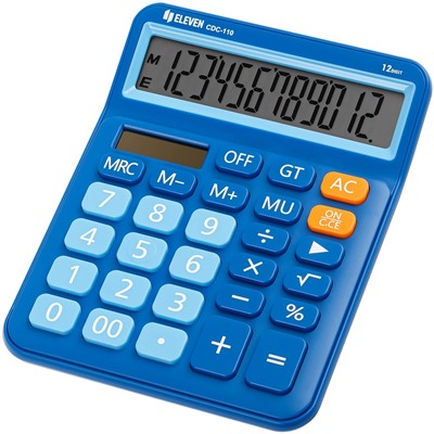 Калькулятор настольный ELEVEN CDC-110-BL, 12-разрядный, 125*160*28мм, дв.питание, синий