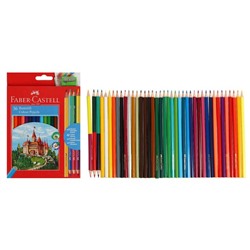 Карандаши 36 цветов Faber-Castell «Замок» шестигранный корпус + 3 двухцветных карандаша + чернографитный карандаш + точилка