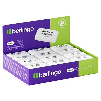 Ластик Berlingo "Eraze 760" (BLc_00760) прямоугольный, термопластичная резина, 44*25*9мм