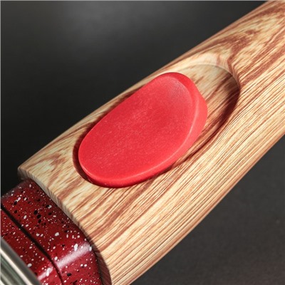 Сковорода-гриль литая «Рубин», 24×3,5 см, стеклянная крышка, съёмная ручка, индукция, цвет бордовый