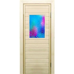 Дверь для бани со стеклом (40*60), "Неон", 170×70см, коробка из осины