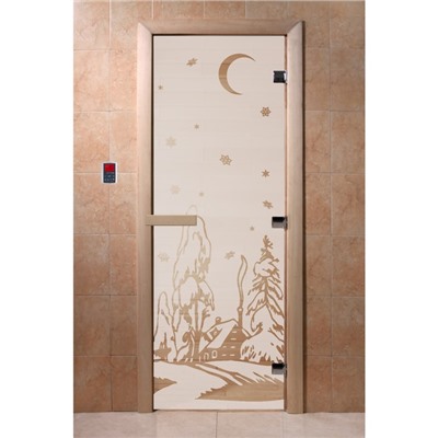 Дверь «Зима», размер коробки 200 × 80 см, левая, цвет сатин