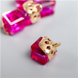 Декор для творчества стекло "Куб-кристалл" набор 5 шт ярко-розовый 0,8х0,8 см