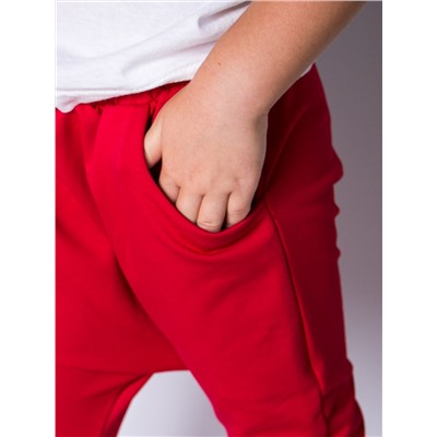 Штаны детские трикотажные с карманами на резинке, красный