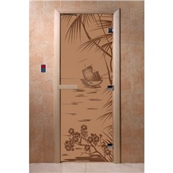 Дверь «Голубая лагуна», размер коробки 190 × 70 см, правая, цвет матовая бронза