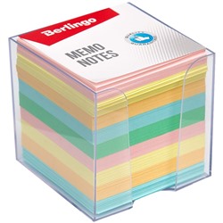 Блок для записей Berlingo 9*9*9см цветной, в пласт. боксе (LNn_01260)
