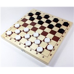 Шахматы, шашки, 2 в 1, пластиковые, с деревянной доской 29*29см (03879) "Десятое королевство"