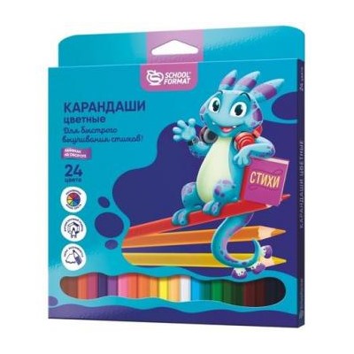 Карандаши 24цв "SMART DINO" шестигранные КЦ24-СД SchoolФормат {Китай}