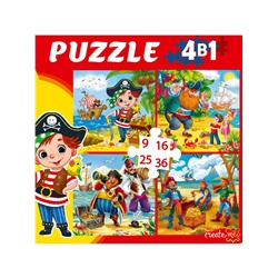 Puzzle 4 в 1 "Приключения пиратов" 9, 16, 25 и 36 эл. (П-8390)