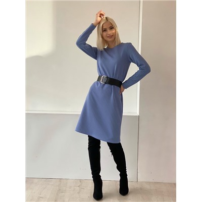 4839 Платье-свитер голубое с жаккардовым узором