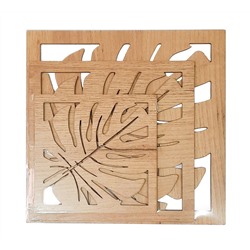 Набор из 3 шт. деревянных подставок под горячее Квадраты листики