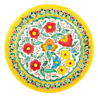Ляган Риштанская Керамика "Турецкий узор", 25 см, жёлтый