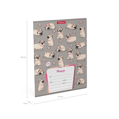Тетрадь 24л. ErichKrause клетка "Chilling Dog" (52948)  обложка - мелованный картон