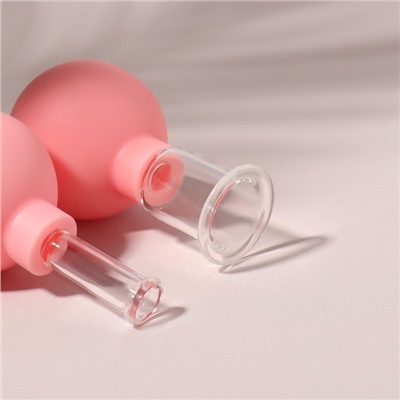 Набор вакуумных банок для массажа, стеклянные, d 1,5/3,5 см, 2 шт, цвет розовый