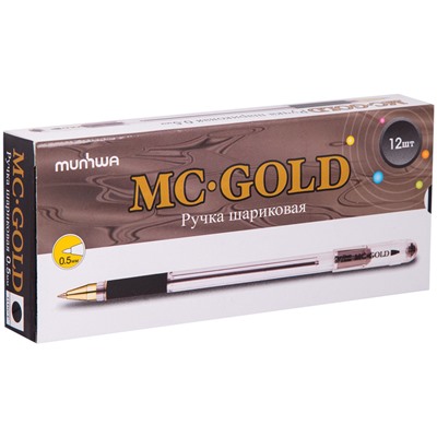 Ручка шар. Munhwa "MC Gold" на масляной основе, черная 0.5мм (BМС-01)