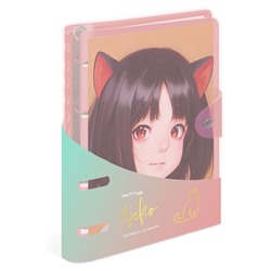 Тетрадь 120л. на кольцах "Neko", сменный блок (MS_50663, "MESHU") пластиковая обложка на кнопке