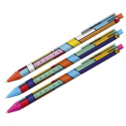 Ручка шар. автомат. Berlingo "Color Block" (CBm_70S03) на масляной основе, синяя, 0.7мм, игольчатый стержень, цветной корпус с рисунком