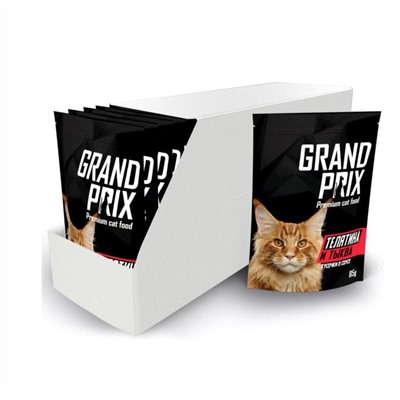 Влажный корм GRAND PRIX для кошек, кусочки в соусе телятина и тыква, 85 г