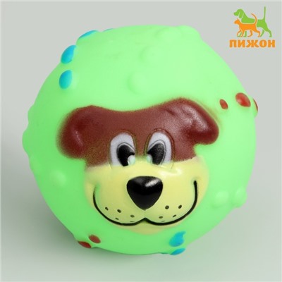 Игрушка пищащая "Мяч Джим"для собак, 6 см, зелёная