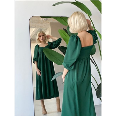 6114 Платье-миди с пышными рукавами "emerald"