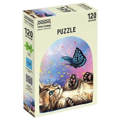 Puzzle ТРИ СОВЫ  120 элементов "Котенок и бабочка" (ПК120_54586)