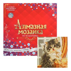 Алмазная мозаика с полным заполнением 30×30 см «Милый котик»