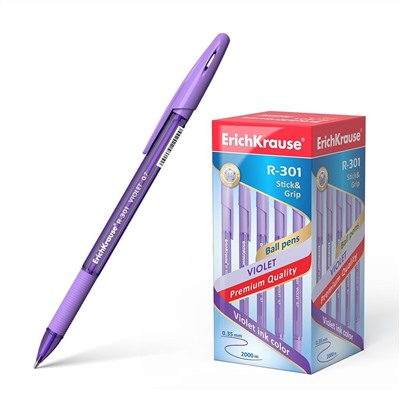 Ручка шар. ErichKrause "R-301 Violet" (44592) фиолетовая, 0.7мм, корпус фиолетовый тонир.