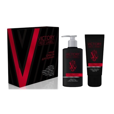 Подарочный набор Q.P.Victory №1064 Red label woodspicy fragrance (шампунь 2в1, 320 мл+бальзам п/брит