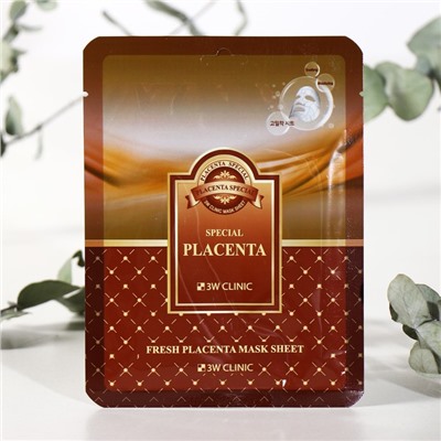 Тканевая маска для лица с экстрактом плаценты 3W CLINIC Fresh Placenta Mask Sheet, 23 г