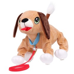 Интерактивная мягкая игрушка, собачка на поводке «Метис»