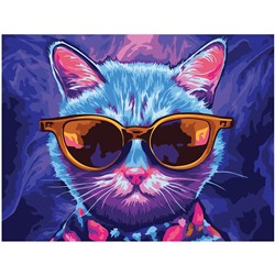 Картина по номерам на картоне "Диджитал кот" 30*40см (КК_53808) ТРИ СОВЫ, с акриловыми красками