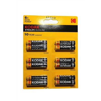 Батарейка LR3 "Kodak XTRALIFE", алкалиновая, на отрывном листе BL2х6