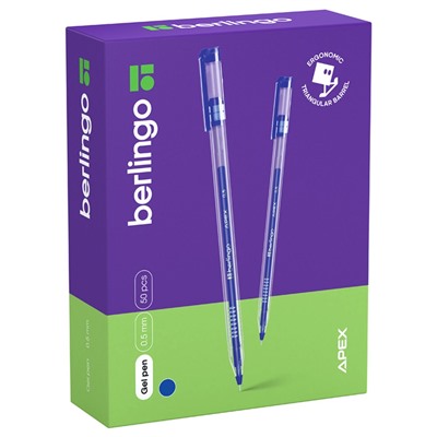 Ручка гелевая Berlingo "Apex" (CGp_05152) синяя, 0.5мм., трехгранная, одноразовая
