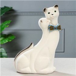 Копилка "Коты Пара Лакки", покрытие флок, белая, 40 см