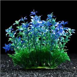 Растение искусственное аквариумное, 15 см, сине-зелёное, 1 шт.
