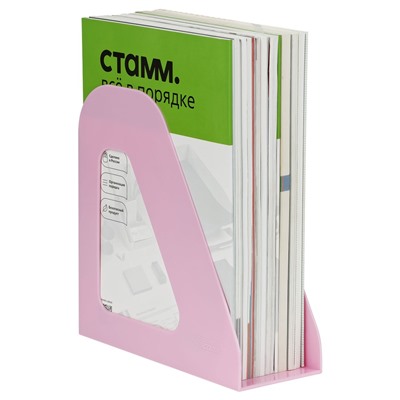 Лоток вертикальный для бумаг СТАММ "Фаворит" розовый (ЛТВ-31276) ширина 90мм