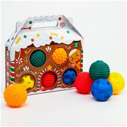 Подарочный набор развивающих массажных мячиков «Пряничный домик», 5 шт
