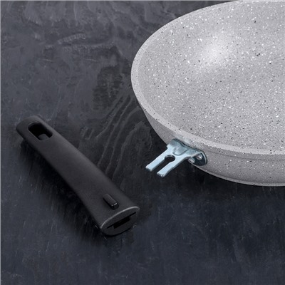 Набор кухонной посуды «Мраморная №4», стеклянная крышка, съёмная ручка, антипригарное покрытие, цвет светлый мрамор